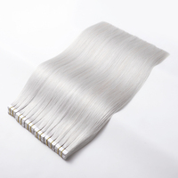 Extensions de cheveux à bandes adhésives de qualité supérieure, blond cendré, cheveux Remy, cheveux humains véritables, 100% vierges, cuticules alignées, cheveux russes naturels