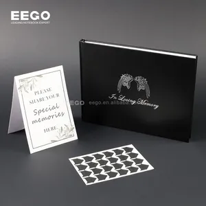 Customized Sign in Register In Loving memorial hardcover black leather funerals guest book