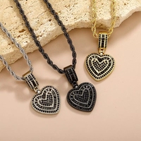 Collier pull en chaîne torsadée plaqué or avec zircon en forme de cœur, style hip-hop, pour femmes, vente en gros, modèle européen-américain de niche