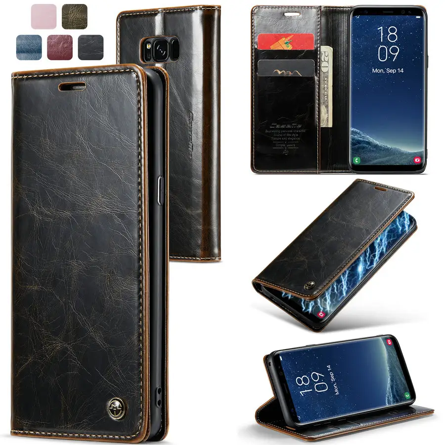CaseMe Crazy Horse Classical Case for Samsung Galaxy S8 S8 plus Case With Magnetic Cheap Card Leather Stand Cover for Samsung S8
