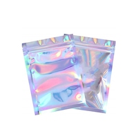 Petit sac cadeau Ziplock violet Mylar emballage arrière hologramme transparent d'un côté 3.5 pouces serrure à fermeture éclair pour montres lunettes