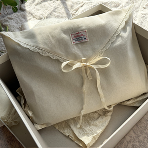 Bolsa de algodón tipo sobre con etiqueta personalizada CH, con lazo de cinta y ribete de encaje, bolsa con solapa de algodón muselina, embalaje para ropa, bolsa guardapolvo de algodón - Product Image 1