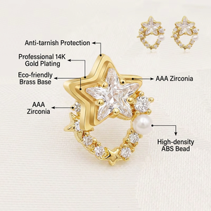 Boucles <span class=keywords><strong>d</strong></span>'oreilles de luxe plaquées <span class=keywords><strong>or</strong></span> 14 carats avec fleurs en CZ et perles, fermoir à vis sécurisé, en cuivre écologique, bijoux de mariage pour mariée, vente en gros <span class=keywords><strong>d</strong></span>'usine - Product Image 3