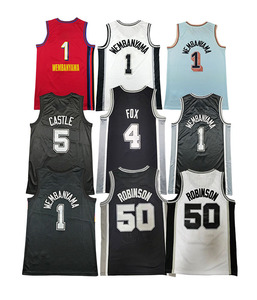 Nouveaux maillots de basket brodés 2026 à prix abordable : 5 Castle, 4 Fox, 1 Wembanyama, 50 Robinson - Product Image 1