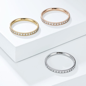 แหวนเพชรผู้หญิง 2 มม. ทรงกลมเจียระไนแบบบริลเลียนท์ สีทองเหลือง สีโรสโกลด์ แหวนนิ้วก้อย สำหรับใส่ทุกวัน - Product Image 2