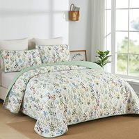 Ensemble de couette imprimé motif floral toutes saisons, parure de lit matelassée avec housse de couette