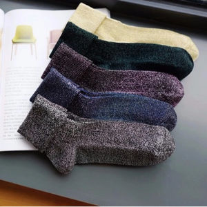 <span class=keywords><strong>Calcetines</strong></span> gruesos brillantes de marca térmica de punto de diseñador de moda de alta calidad para <span class=keywords><strong>mujer</strong></span> - Product Image 1