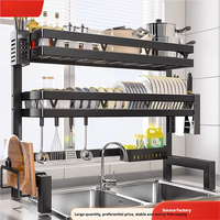 Organisateur de séchage de vaisselle compact et moderne anti-rouille pour l'évier de cuisine, rangement de la vaisselle et des ustensiles