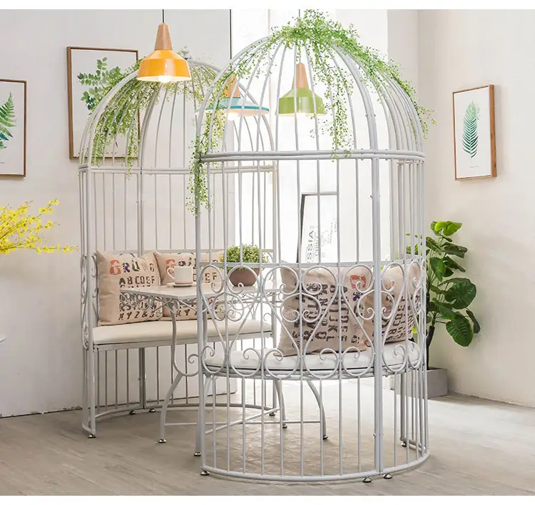 Birdcage Style Restaurant Sofa Bar Cafe Tables And Chairs Combination Retro Industrial Creative Metal Chair