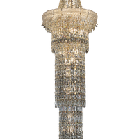 Lustre cascade de luxe en verre texturé effet glace 800*H2900 avec éclairage LED dimmable pour escaliers, halls d'hôtel et salles à manger