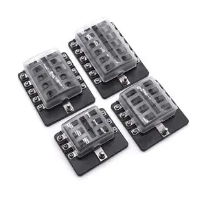 12 Way Blade Fuse Block Panel Board with LED Warning Light Waterpoof Cover 5A 10A 15A 20A 24V 32V for Car Boat Marine Trailer