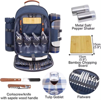 Sac à dos isotherme réutilisable pour pique-nique, tendance estivale, avec compartiment pour 4 personnes, porte-bouteilles/porte-vin détachable, couverture et assiettes