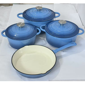 Ensemble de casseroles <span class=keywords><strong>en</strong></span> émail - Combinaison de casserole à soupe, de casserole à lait et de poêle à frire pour une utilisation avec des plaques à <span class=keywords><strong>induction</strong></span> et des cuisinières à flamme nue - Product Image 2