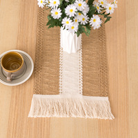 XL-NY moderne lin rayure décoration gland Boho nouvelle ferme noël naturel frange mariage tissé Table à manger chemins