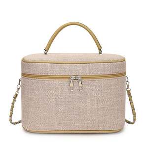 Sac à bandoulière en toile portable pour femme avec logo personnalisé d'usine, sac de maquillage, trousse de toilette de voyage, organisateur de maquillage, sac de rangement cosmétique - Product Image 4