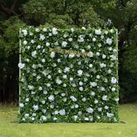 Backdrop Dekorasi Pernikahan 8Ft X 8Ft, Dinding Bunga Mawar Hijau 5D Roll Up untuk Acara Pernikahan