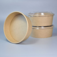 LUSH-PACK Récipient kraft pour repas à emporter au micro-ondes avec couvercle transparent en PP/PET Boîte d'emballage alimentaire en papier de haute qualité