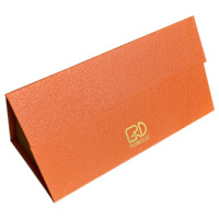 ROGOOD Usine Vente Orange Couleur Cuir Papier Triangle Forme Cosmétique Boîte Cadeau pour Bouteille de Parfum Accepté Personnalisé P1119