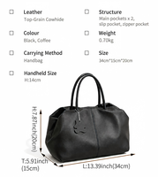 Sac fourre-tout de luxe pour femme en cuir véritable de vachette tanné végétal, décontracté, pour le quotidien, avec fermeture magnétique, grande capacité, en polyester