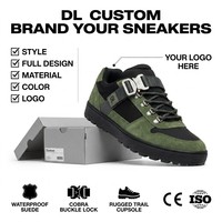 Baskets de randonnée unisexe vert armée en daim avec sangle en maille et boucle, semelle en caoutchouc antidérapante à crampons profonds, OEM ODM, logo personnalisé, montagne