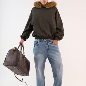 Men's Hoodies Sweatshirts Top Quality Cotton Polyester Pullover Streetwear Heavyweight Puff Printing Brown Faux <b>Fur</b> <b>Trim</b> Hoodies - Product Image 2