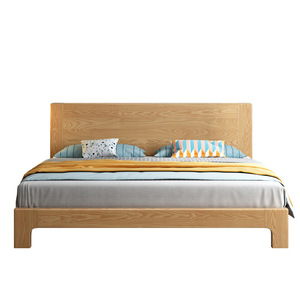 Ash Wood Solid Wood Platform Bed Modern Minimalist Style Double Size Durable Framework Structure Master Bedroom Furniture - Product Image 3
