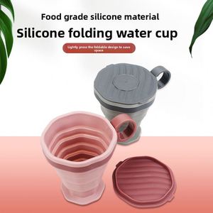 Portable <b>Collapsible</b> Silicone Travel <b>Cup</b> with Lid and Lanyard Reusable Folding Coffee Mug for Outdoor Camping Business Trip - Product Image 3