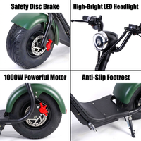 Nouveau Citycoco 1000W 48V à grandes roues, trottinette électrique à pneus larges pour adulte, puissante moto électrique à pneus larges pour la vente en gros