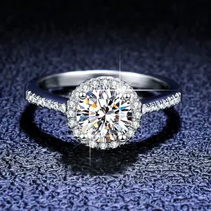 Hoyon S925 Sterling Silver Gra Certified Factory 1ct 2ct 3ct white Moissanite Gemtones Engagement Wedding Diamond Ring Low Price