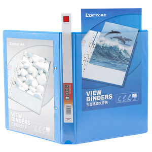 Comix View Binder <b>A4</b> 1.5 Inch 2 Hole D Type Three Sided Pocket Folder Pearl White Plastic File Organizer - Product Image 5