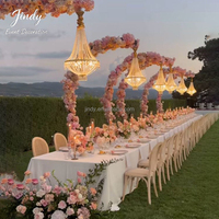 JINDY Support de lustre moderne et élégant avec fleurs artificielles pour mariage, banquet, réception, allée