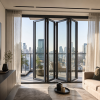 Porte accordéon moderne en aluminium insonorisée à rupture de pont thermique avec cadre isolé Garantie 5 ans Devis rapide Installation en showroom Faible MOQ