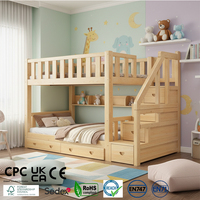 Lit superposé moderne en pin massif pour chambre d'enfant, réglable, avec échelle et tiroirs de rangement, idéal pour les dortoirs B2B