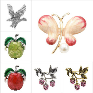 Broches de Maçã Esmaltados Vermelhos e Verdes com Design de Borboleta e Águia para Mulheres e Meninas, Acessórios para Vestidos, Ternos e Festas de Verão - Product Image 1