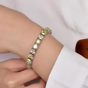 2022 kız kanarya elmas bilezik takı sarı taş tasarımcı manşet bilezik homme kadın dostluk gümüş kristal bilezik