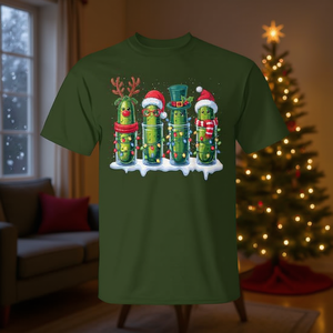 T-shirt natalizia con luci di Natale e cappello di Babbo Natale - Product Image 3