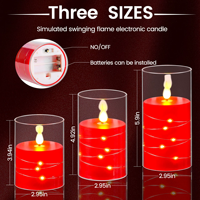 Bougies LED en forme de pilier, couvercles de guirlandes lumineuses en acrylique rouge, télécommande, ambiance maison, fête romantique, décoration de Noël et de festival