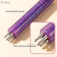 Outils de nail art 5-en-1 pour ongles en acrylique, stylo à points multi-couleurs pour motifs de fleurs en pétales formés d'un seul trait, pour DIY