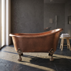 Bañera Ovalada de Lujo de Cobre Antiguo con Patas de Gato - Duradera y Ecológica para Uso Doméstico y Hotelero por Indian Home Crafts - Product Image 1