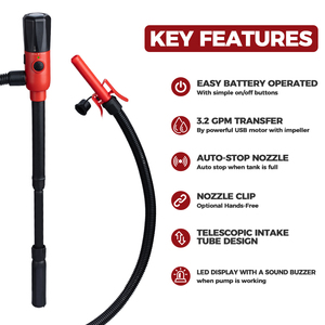 Pompe de transfert de carburant électrique avec arrêt automatique, 3,8 GPM, 4 piles AA ou alimentation USB, pompe de transfert d'essence portable sans fil - Product Image 1