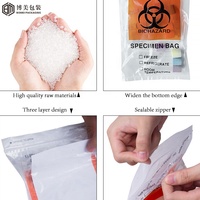 Bolsa Transparente para Muestras de LDPE con Símbolo de Riesgo Biológico Impreso, Bolsa de Transporte para Muestras de Sangre y Orina
