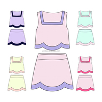 Conjunto de 2 Piezas para Niñas, Conjunto de Yoga de Verano, Falda Ondulada, Tela que Absorbe la Humedad, para Clases de Gimnasia, Talla Personalizada, Envío Rápido