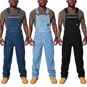 WSU-014 Ready to Ship Multi-pocket Loose Jeans Trousers Cotton Denim <strong>Overalls</strong> for <strong>Men</strong> - Product Image 1
