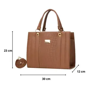 Bolso Tote Casual para Mujer Fana Mabel, Material de Ratán, Gran Capacidad, Parte Superior Abierta, Placa con Logotipo, Uso Diario - Product Image 4