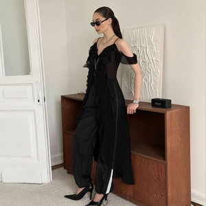 Vestido Sexy com Alças Break Tea, Novo Vestido de Verão com Decote em V e Babados para Mulheres - Product Image 4