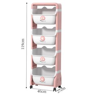 Organiseurs de rangement en plastique colorés à 4 niveaux <span class=keywords><strong>pour</strong></span> <span class=keywords><strong>jouets</strong></span> d'enfants, étagère sur roulettes, type autoportant, étagère de salon - Product Image 6