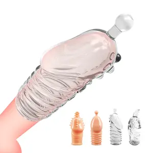 Growth penis wolf tooth set lengthened men's jade bead set sex toy flirting delay crystal condom set