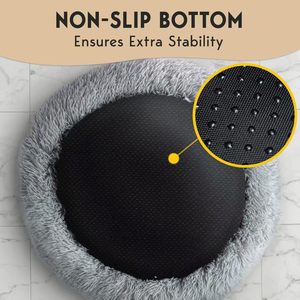 JTPAWS Winter Modernes Einfarbiges Beruhigendes Mittelgroßes Hundebett - 30'' Rundes Rutschfestes Waschbares Super Weiches Flauschiges Plüsch-Donut-Bett - Product Image 2