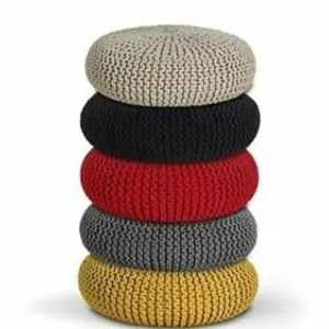 manufacturer direct modern style bean bag round pouffe knit handmade ottoman pouf for home