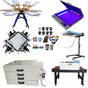 6 Colour Screen Printing Machine Manual Rotary 6 Color 6 Station Printer Silk Screen Printing Machine /Flash Dryer Full Set For T Shirt Printing